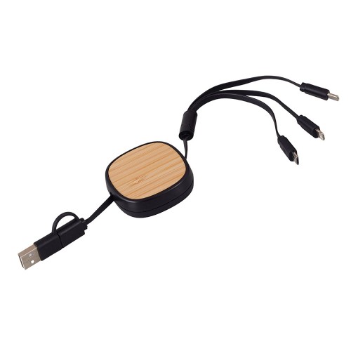 Универсальный кабель с ретрактором 3-в-1 Retrax, черный