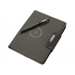 Подарочный набор металлическая ручка и блокнот А5 Twilight  со светящимся логотипом и пауэрбэнком