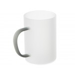 Стеклянная матовая кружка Акцент с цветной ручкой для сублимации, черный