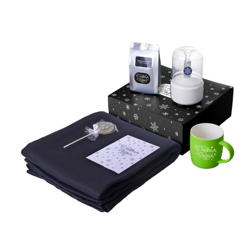 Подарочный набор с пледом, увлажнителем и кружкой, зеленое яблоко