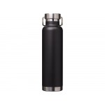Бутылка для воды с вакуумной изоляцией Thor объемом 650 мл из переработанной нержавеющей стали, сертифицированной по стандарту RCS - сплошной черный