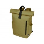 Рюкзак Byron 15,6 объемом 18 л со скручиваемым верхом, изготовленный из переработанного ПЭТ по стандарту GRS, оливковый