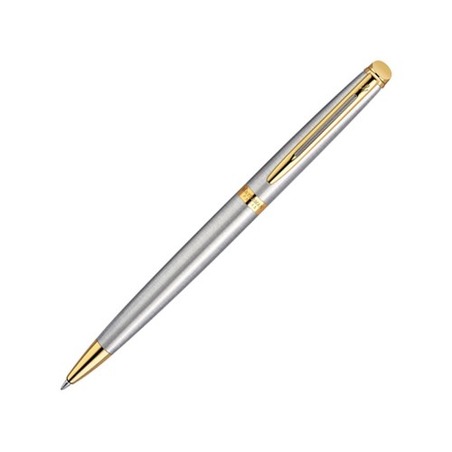 Ручка шариковая Waterman модель Hemisphere Stainless Steel GT, серебристый/золотистый