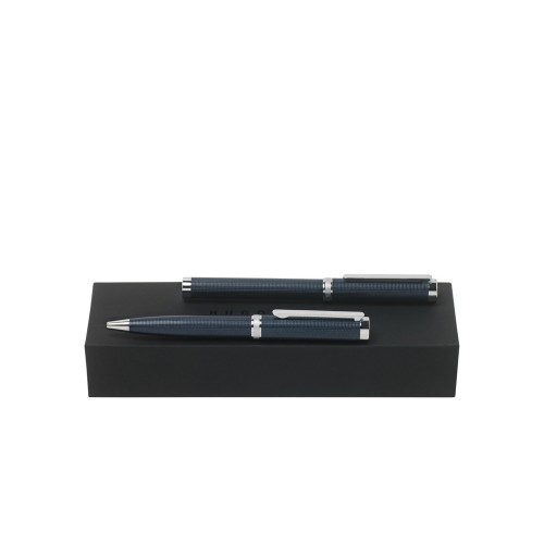 Подарочный набор: ручка шариковая, ручка роллер. Hugo Boss, темно-синий/серебристый
