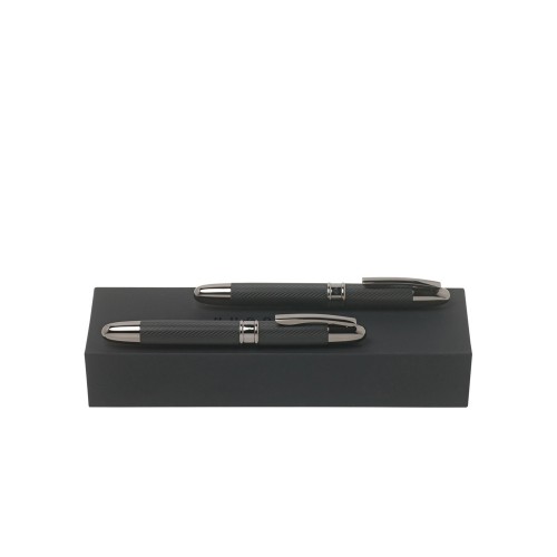 Подарочный набор: ручка перьевая, ручка роллер. Hugo Boss, черный/графит