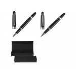 Подарочный набор: ручка перьевая, ручка роллер. Hugo Boss, черный/серебристый