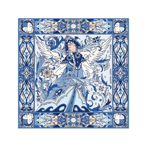 Платок Царевна-Лебедь 100% шелк, синий