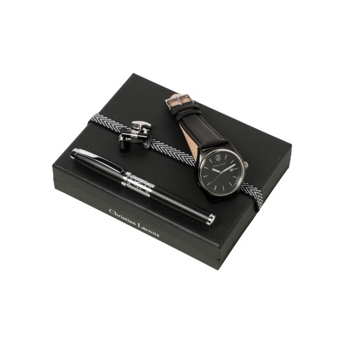 Подарочный набор: часы наручные, запонки, ручка роллер. Christian Lacroix