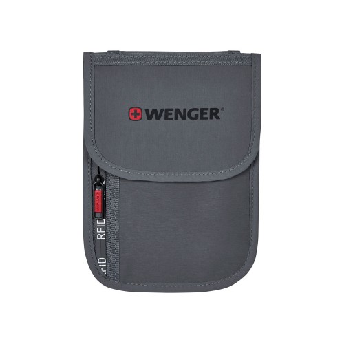 Чехол для документов WENGER на шею с системой защиты данных RFID, серый, полиэстер, 19 x 14 см