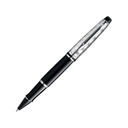 Ручка роллер Waterman Expert Deluxe Black CT F, черный/серебристый