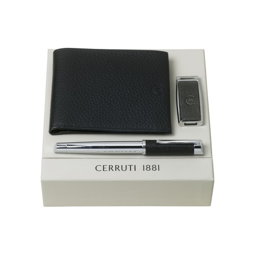 Подарочный набор: портмоне, USB-флешка на 16 Гб, ручка роллер. Cerruti 1881
