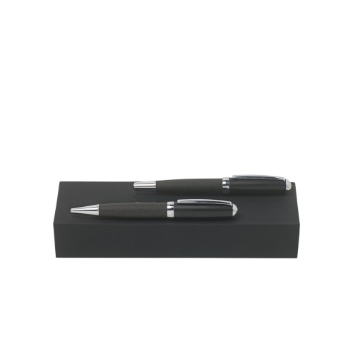 Подарочный набор: ручка шариковая, ручка роллер. Hugo Boss, темно-серый/черный
